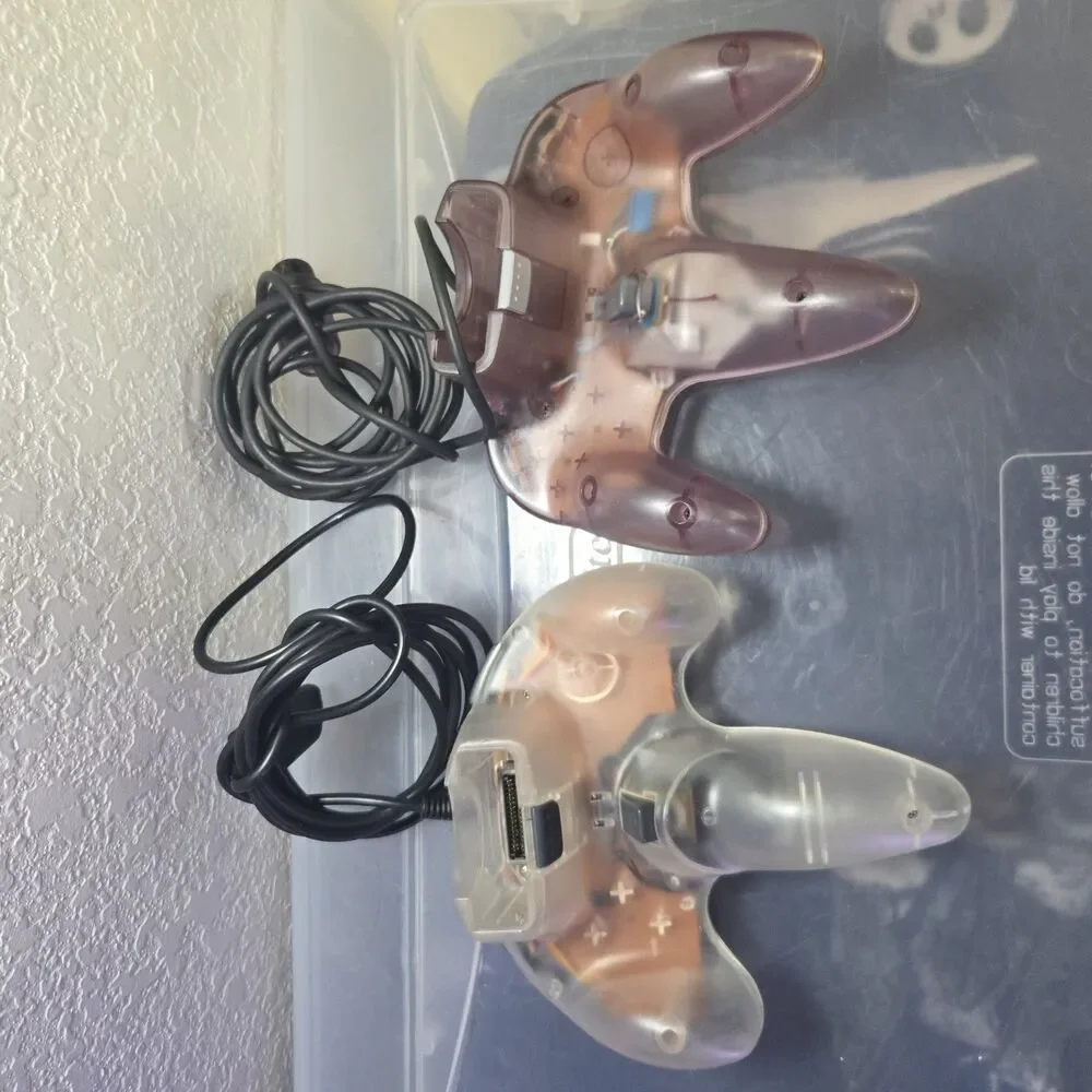 Nintendo 64 Atomic Purple OEM Controller + Yobo Clear Wired Controller Lot